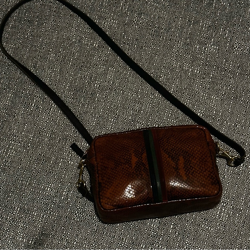 Clare V. Midi Sac Snake Embossed Leather Crossbody Bag